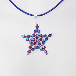 Pendant 45cm - Phoenix-Purple Leather - Pendant 45cm - Laiton argenté